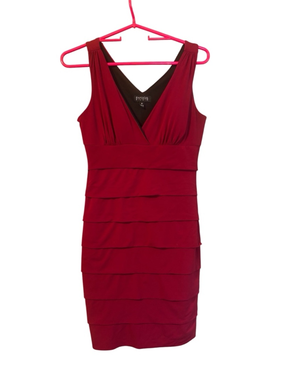 Enfocus Studio Red Tiered Cocktail Dress – Size 6